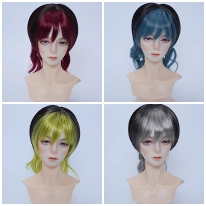 U-4595【MT】1/4，1/3ドール(頭囲17.5~23.5cm)用ウィッグ(4色あり)