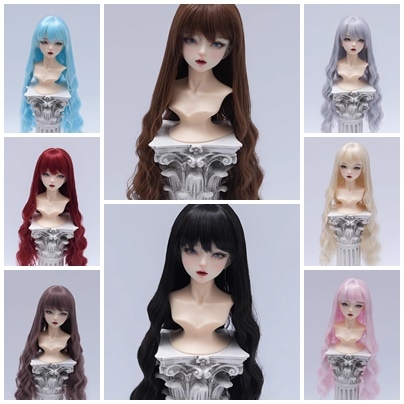U-4596【MT】1/6，1/4，1/3ドール(頭囲16~23.5cm)用ウィッグ(8色あり)