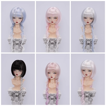 U-4597【MT】1/4，1/3ドール(頭囲17~23.5cm)用ウィッグ(6色あり)