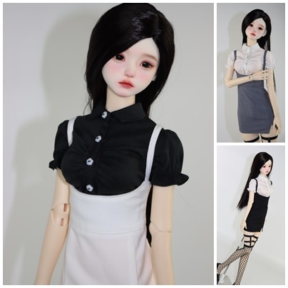 即納品AF10622【fn】1/3洋服2点セット（白シャツ*黒スカート/SD/DD）