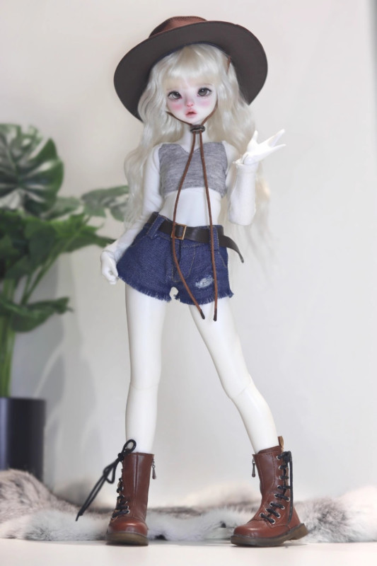 即納品AF10651【KAKA】1/4半ズボン（青＋ベルト/MSD/MDD）