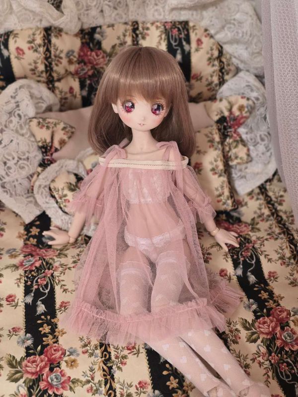 即納品AF11128【fn】1/4ド-ル用ベビードール4点セット(ピンク)