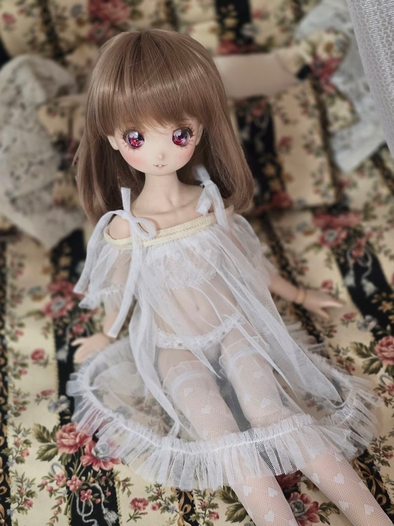 即納品AF11127【fn】1/4ド-ル用ベビードール4点セット(白)