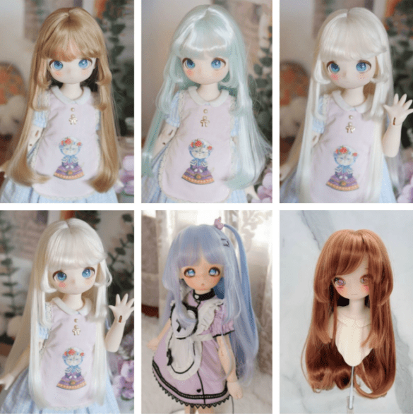 U-4666【LQ】1/6,1/4,1/3ドール(頭囲15.5~23cm)用ウィッグ