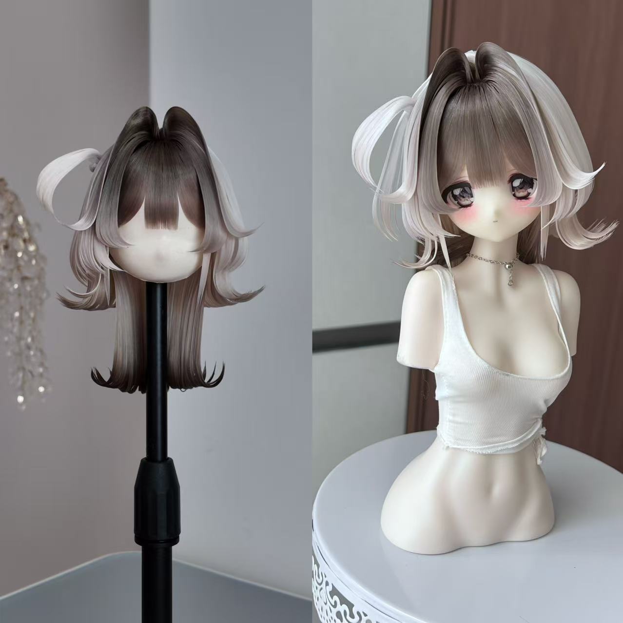 u-gg-18【GG】★グレーテンション自由！1/3ドール(頭囲22~23cm)用ウィッグ