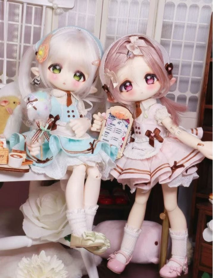 即納品AF11412【bst】1/6洋服7点セット（薄黄色*薄茶/幼SD）