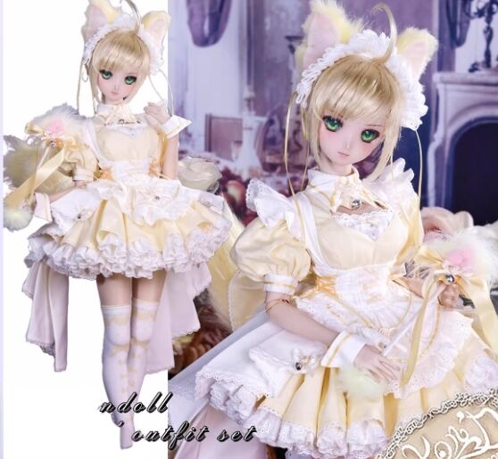 新商品特別早割4月15日まで！！AF11632【Kon】1/3★DD,DDS,DDDY,SDGR,SD16などド－ル用洋服8点セット（黄色）