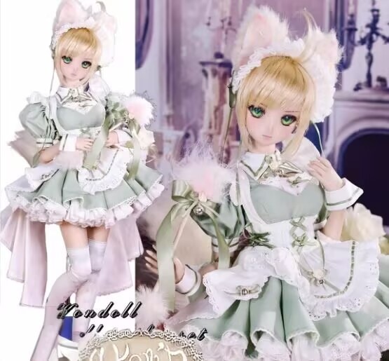新商品特別早割4月15日まで！！AF11633【Kon】1/3★DD,DDS,DDDY,SDGR,SD16などド－ル用洋服8点セット（緑色）