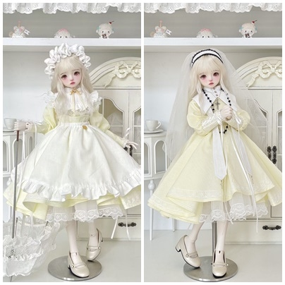 【即納・数量限定】予約完売モデル｜特別確保分！！★1/4 MSD,MDDなどメイド服とシスター服ミックスデザインセット(MDDフルセット黄色)
