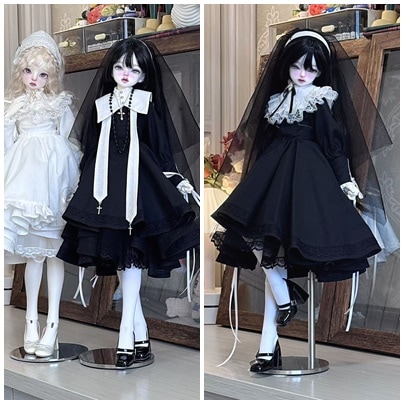 【即納・数量限定】予約完売モデル｜特別確保分！！★1/4 MSD,MDDなどメイド服とシスター服ミックスデザインセット(MDDフルセット黒色)