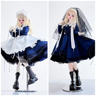 【即納・数量限定】予約完売モデル｜特別確保分！！★1/4 MSD,MDDなどメイド服とシスター服ミックスデザインセット(MDDフルセット青色)