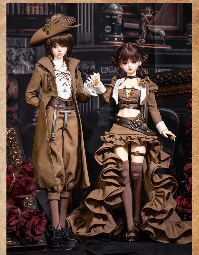 AF11687【AD】★1/4 MSDなどド－ル用スチームパンク カップルコーデセット(ブラウン色限定)