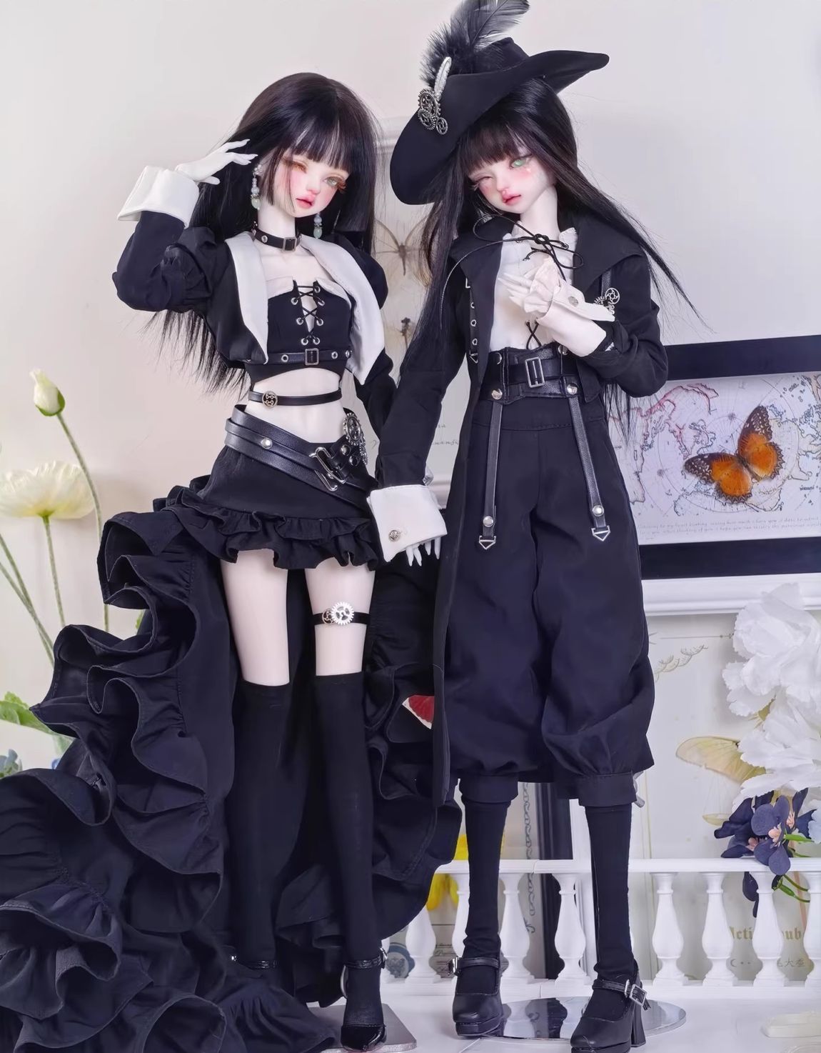 AF11688【AD】★1/4 MSDなどド－ル用スチームパンク カップルコーデセット(黒色限定)