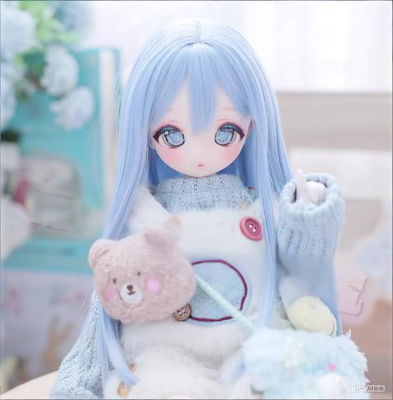 U-4724【mwss】1/4,1/3ドール(頭囲18~23cm)用ウィッグ(4色あり)