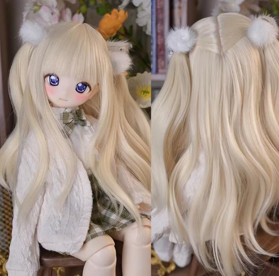 U-4728【Mlin】1/4,1/3ドール(頭囲18~23cm)用ウィッグ(7色あり)