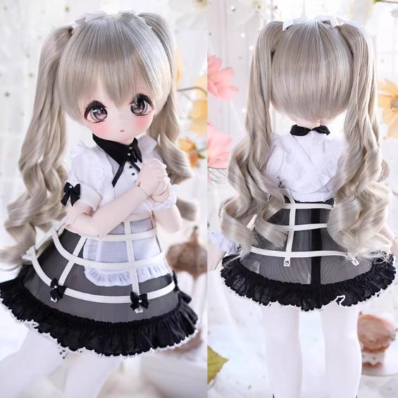 U-4734【Mlin】1/6,1/4,1/3ドール(頭囲16~23cm)用ウィッグ(2色あり)