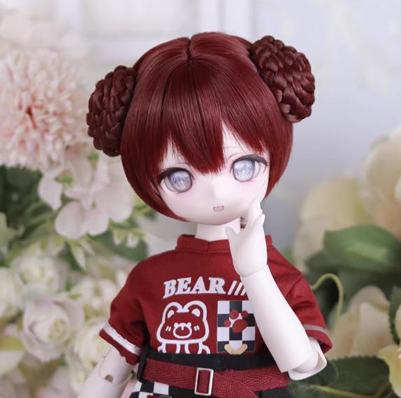 U-4739【Mlin】1/6,1/4,1/3ドール(頭囲16~23cm)用ウィッグ(4色あり)