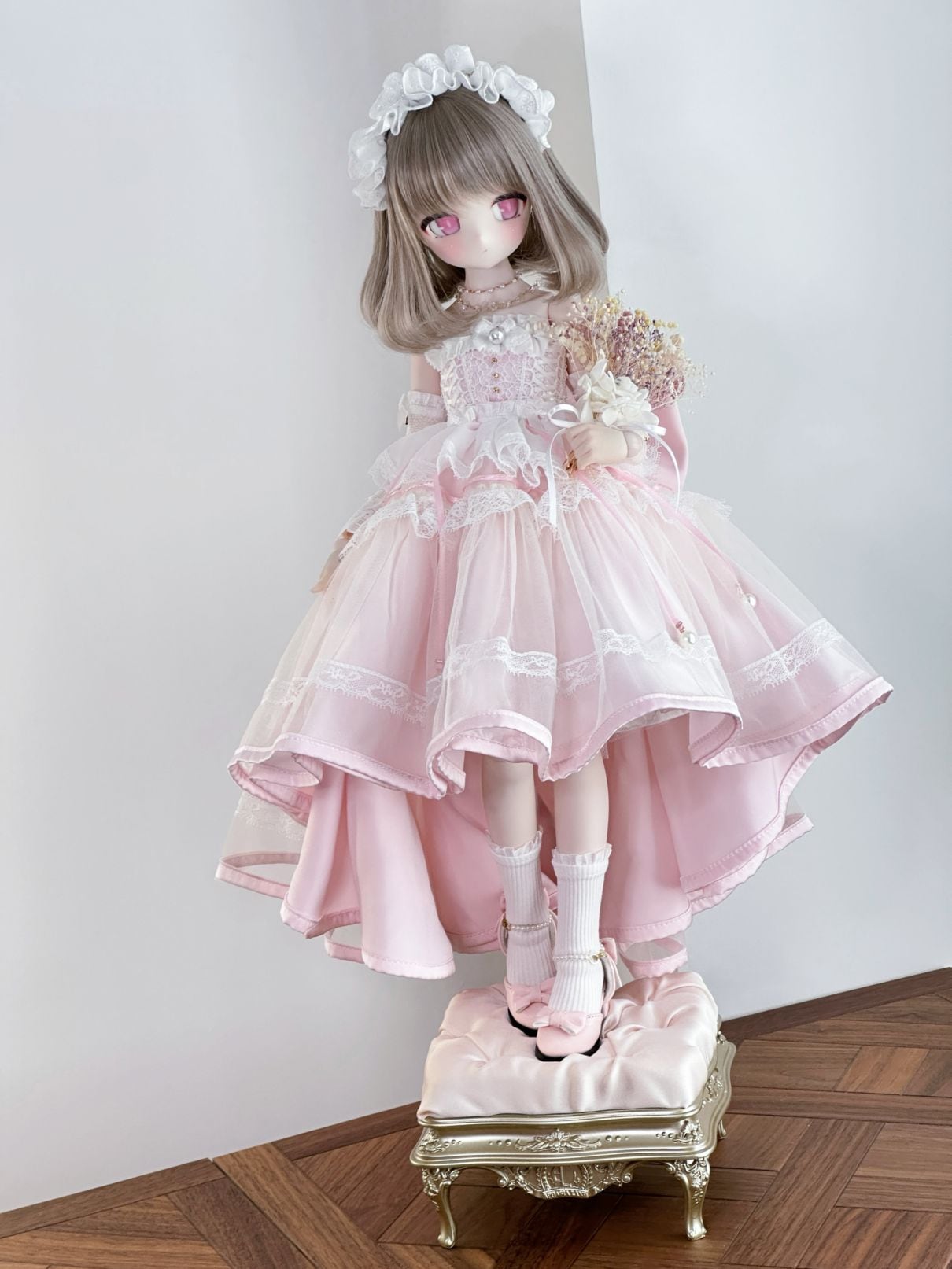 ロマンティックピンクドレス人形ドール➕ドールの服 予約販売】5月20日まで！☆1/4MDD, MSDなどドール用ロマンティック