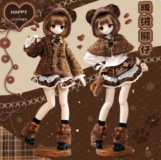 【即納・数量限定】予約完売モデル｜特別確保分！！★1/4MDD/MSD可愛い熊ちゃん洋服6点セット(長いコ－トセット)