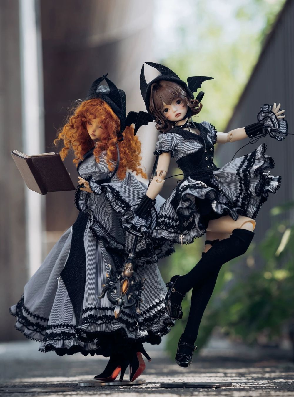 【特別セット】　双子コーデ　ブラック　ドレス　１６cm　ぬい服 ◇ドール洋服（種類別）,双子コーデ | ドールスタジオSEN