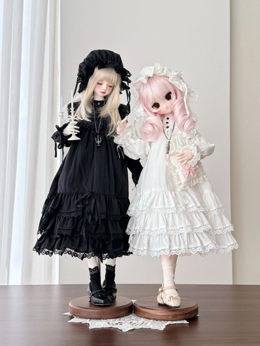 ドールと着せ替え服セット 予約販売中】8月1日まで！2色☆1/4MSD MDDドール用レース重ね洋服