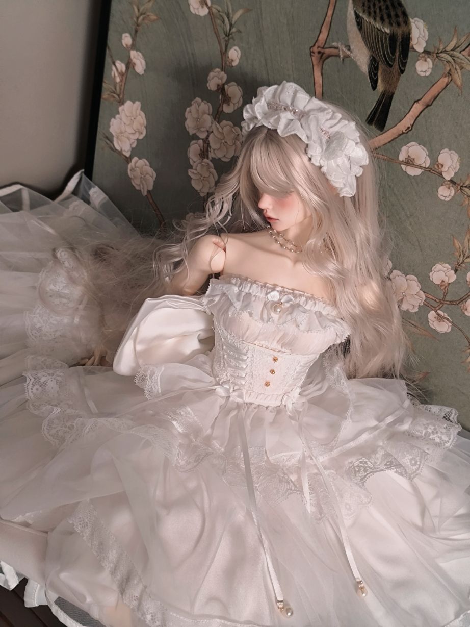 【予約販売中】9月20日まで★1/3 SDGR女/DD,SD16女などドール用ロマンティック ゴシック風 ドレスセット(白色)
