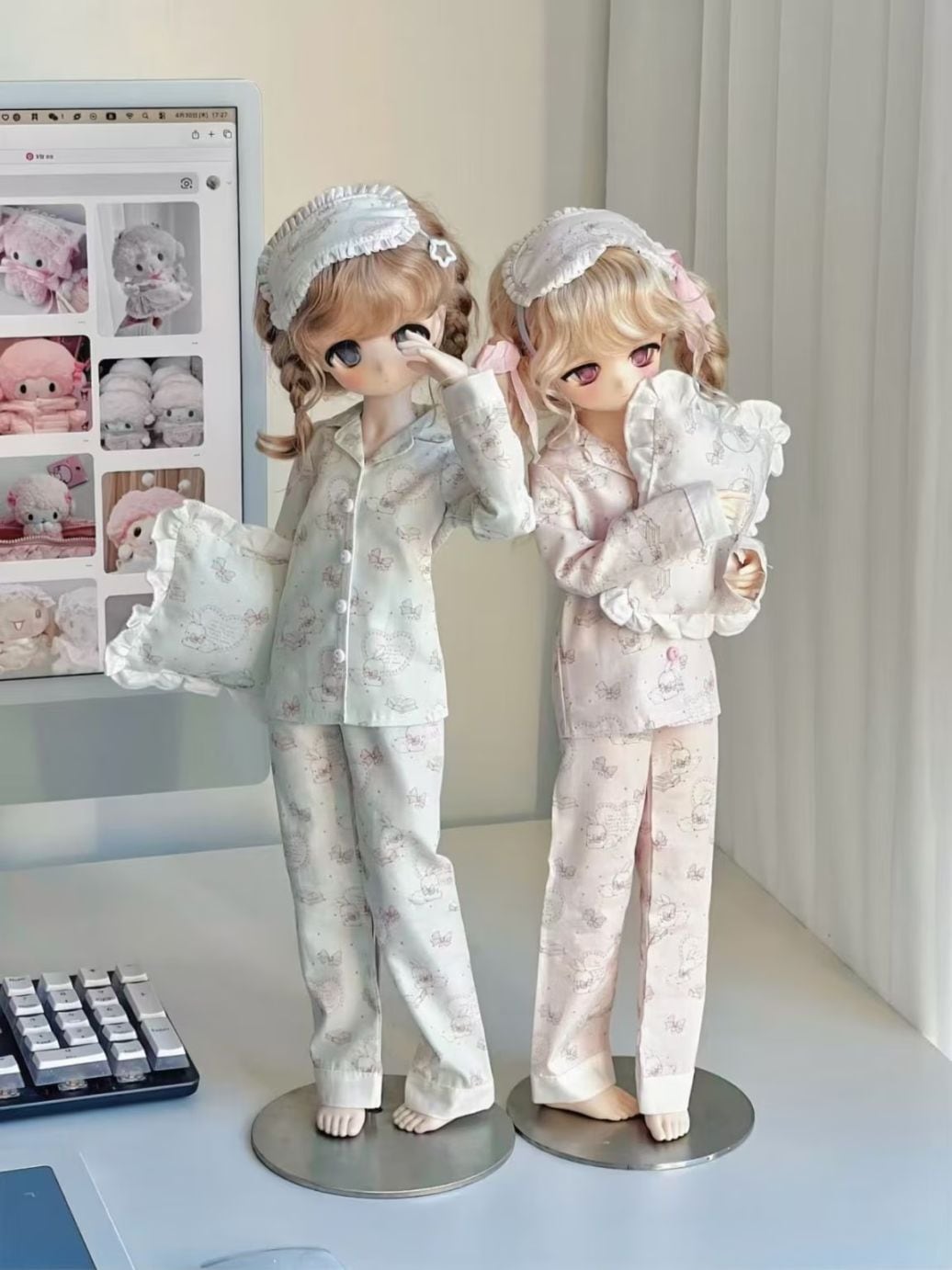 即納品AF11987【xhs】1/4パジャマ4点セット(ミントグリーン/MDD)