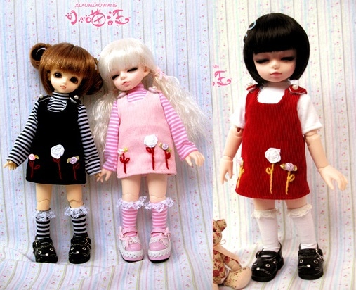 AF0783  【小猫汪】幼SD用ワンピース3点セット（3色あり）