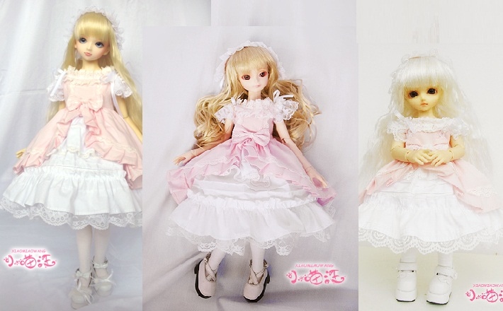 AF0795  【小猫汪】1/4幼SD,MSD,SD用ピンクのドレス４点セット