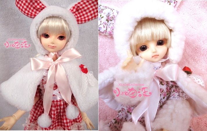 AF0810【小猫汪】幼SD/MSD雪うさぎ洋服４点セット