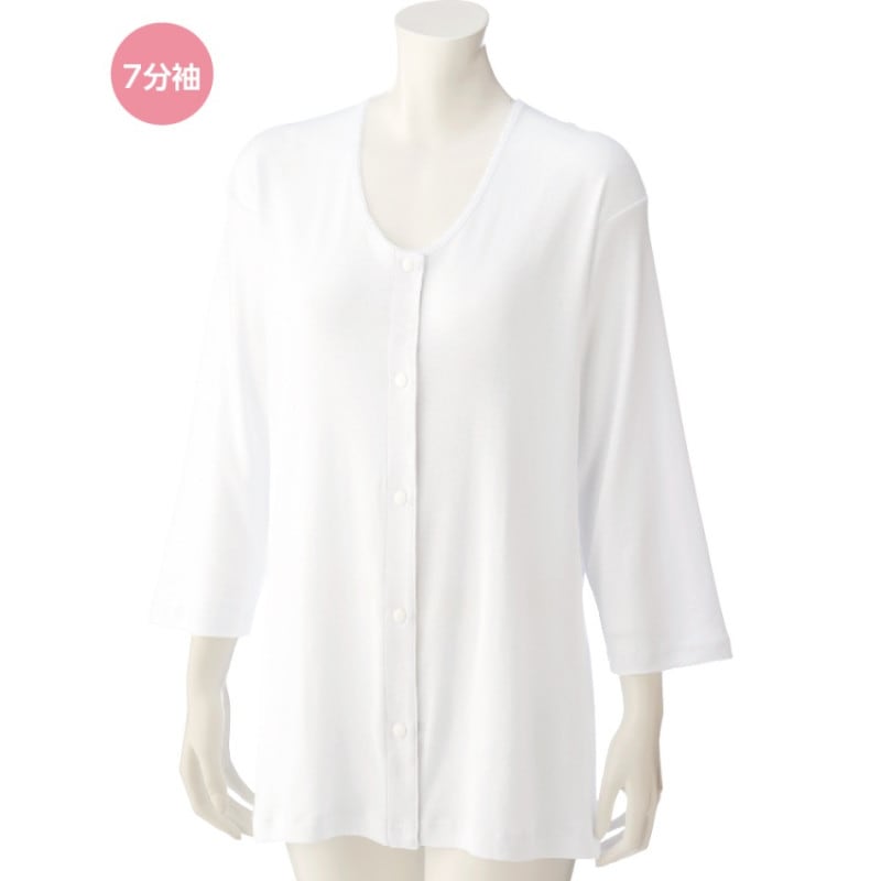 7分袖大寸ホックシャツ