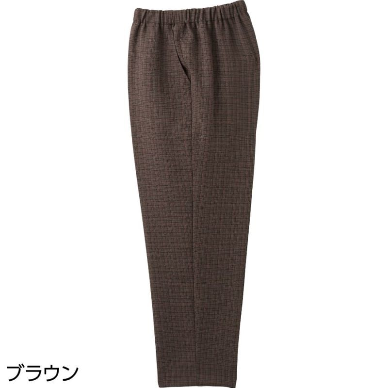 裏起毛小格子深履きらくらくパンツ