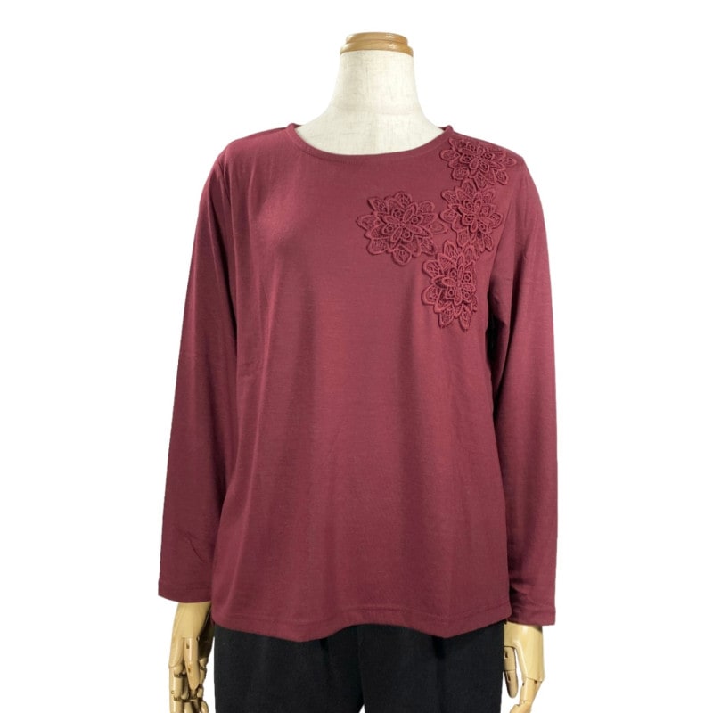 【Sサイズ】花モチーフアップリケカットソー