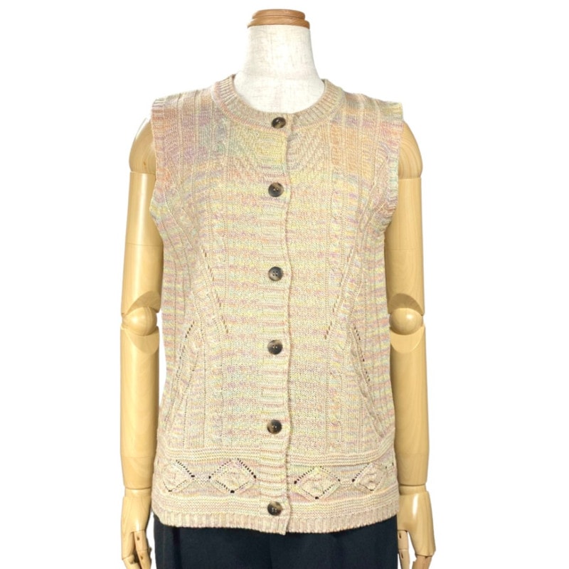 【Sサイズ】日本製ミックスカラー編み柄ベスト