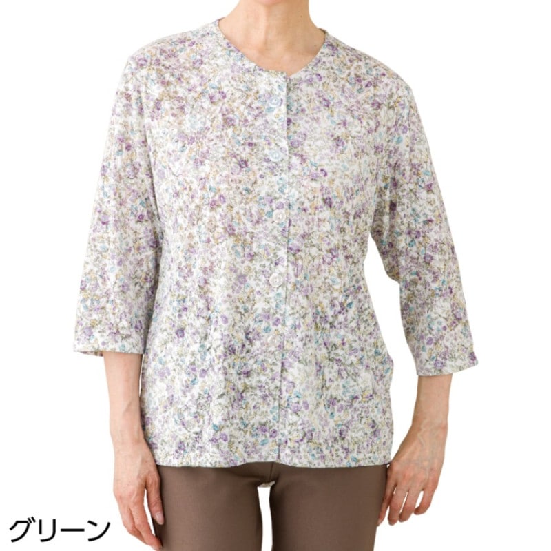 カット7分袖マグネット釦カーディガン(指先ストレッチ)