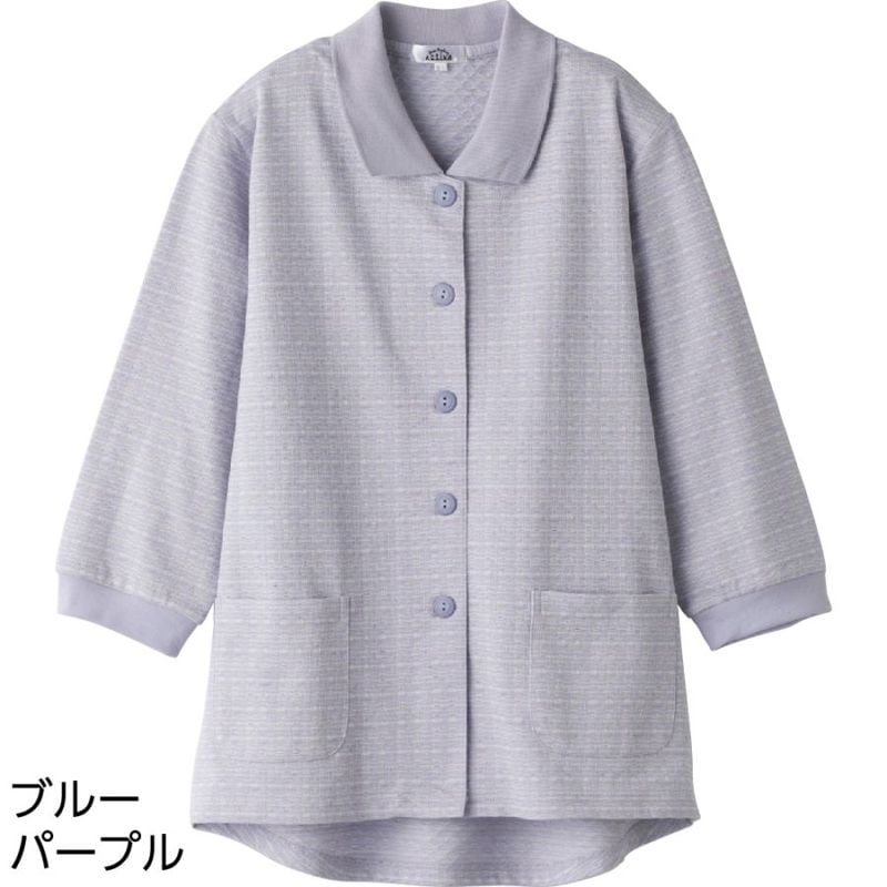 7分袖斜め釦ホールポロカーディ