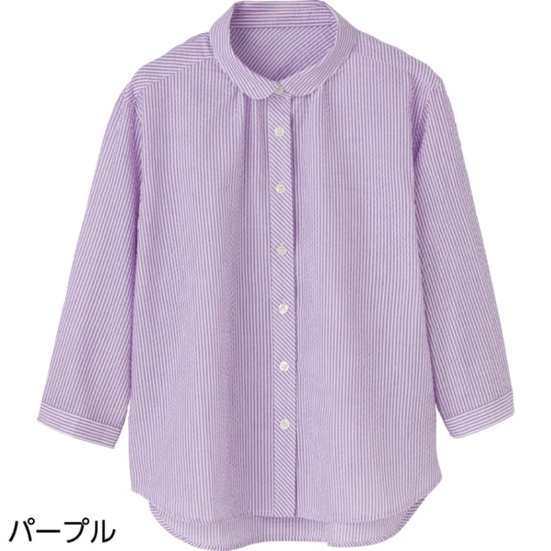 7分袖ストライプ柄シャツブラウス