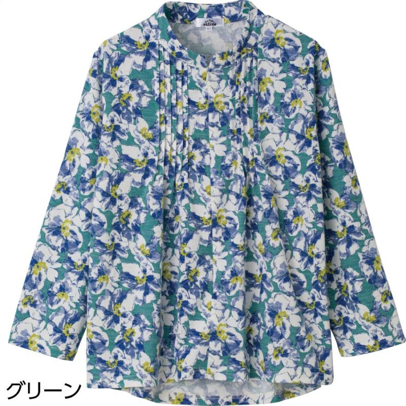 ロングファスナーピンタックブラウス