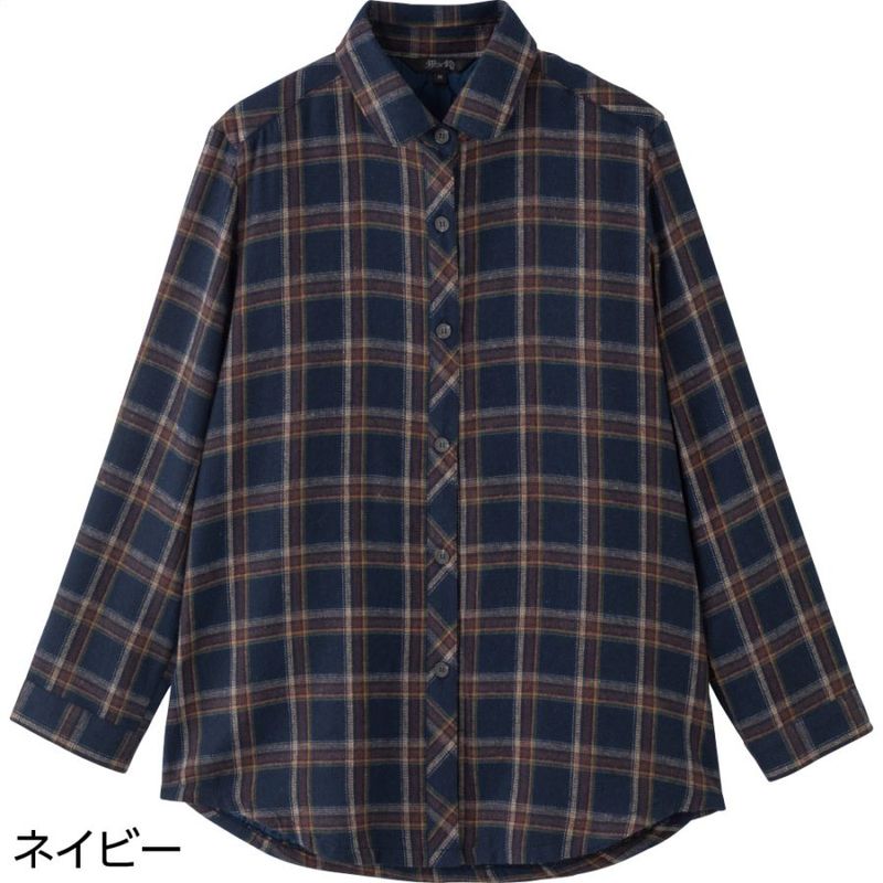 背キルト格子柄シャツブラウス