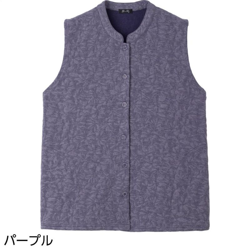 薄中綿キルト花柄ベスト