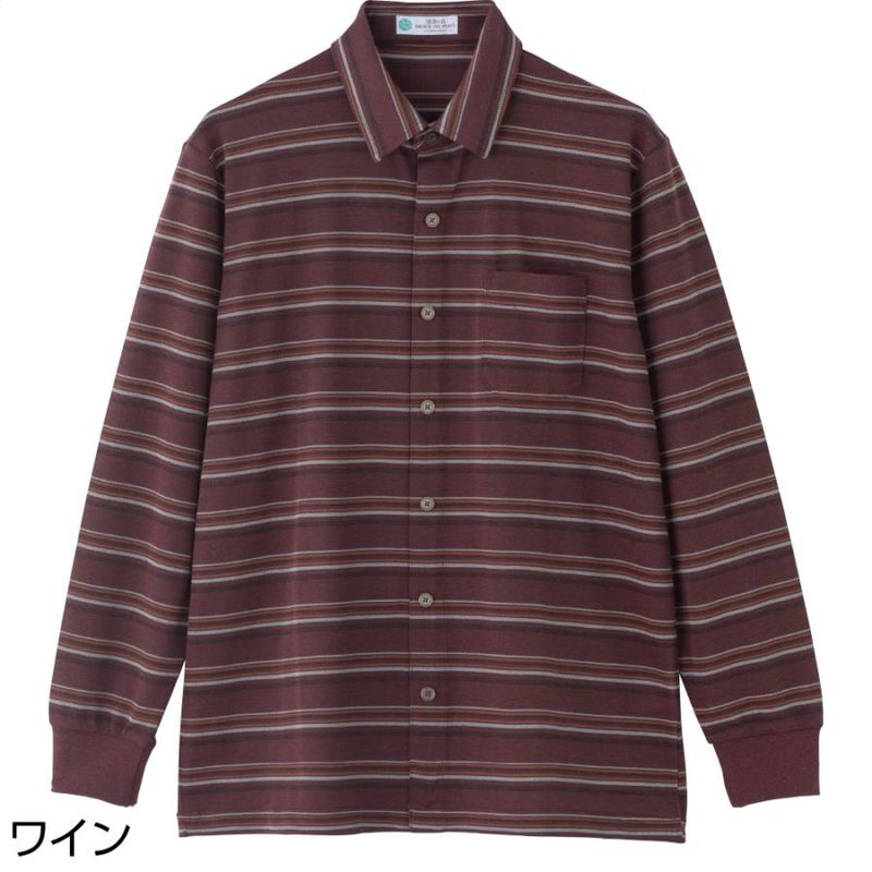 綿混スナップ釦ニットシャツ