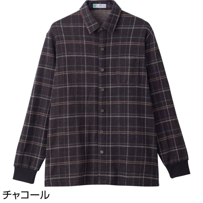 起毛スナップ釦ニットシャツ