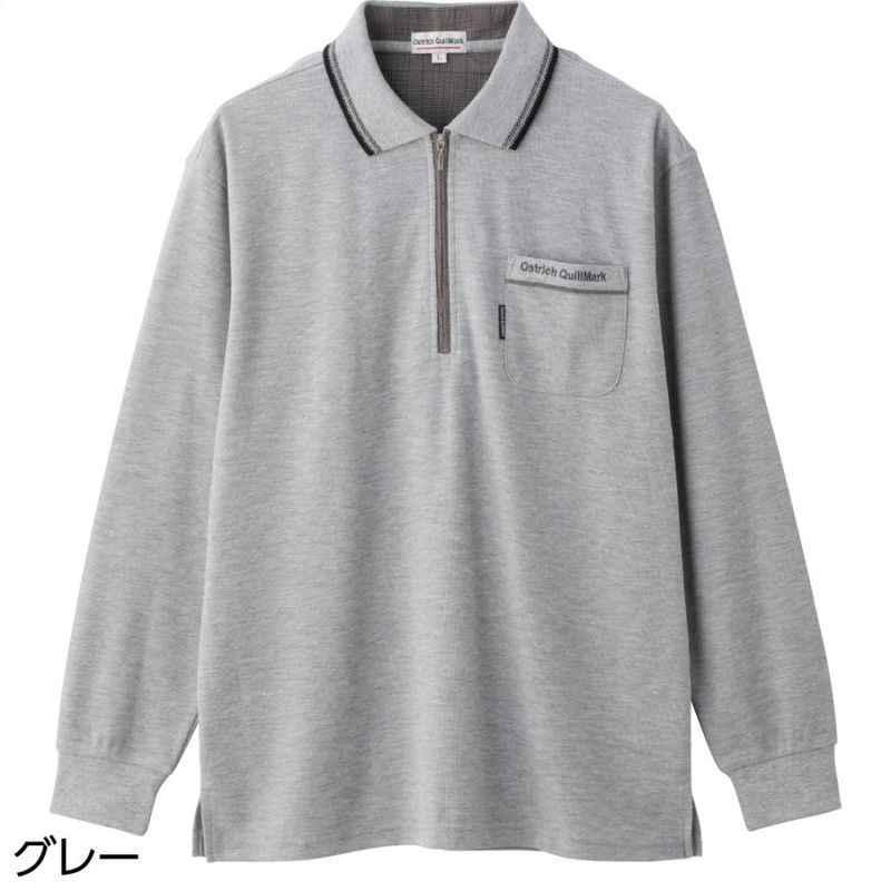 綿混ハーフジップポロシャツ