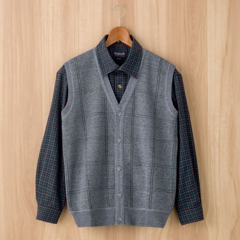 裏起毛ニット前開きベスト