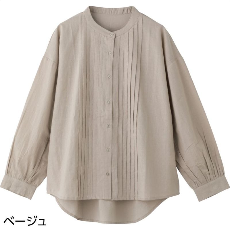 ピンタック前開きブラウス