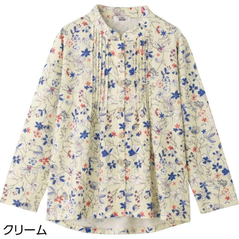 スナップ釦ピンタックブラウス