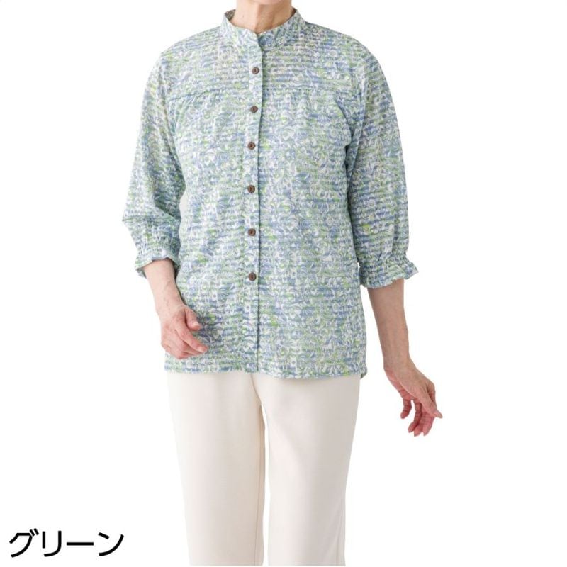 7分袖隠れファスナーブラウス