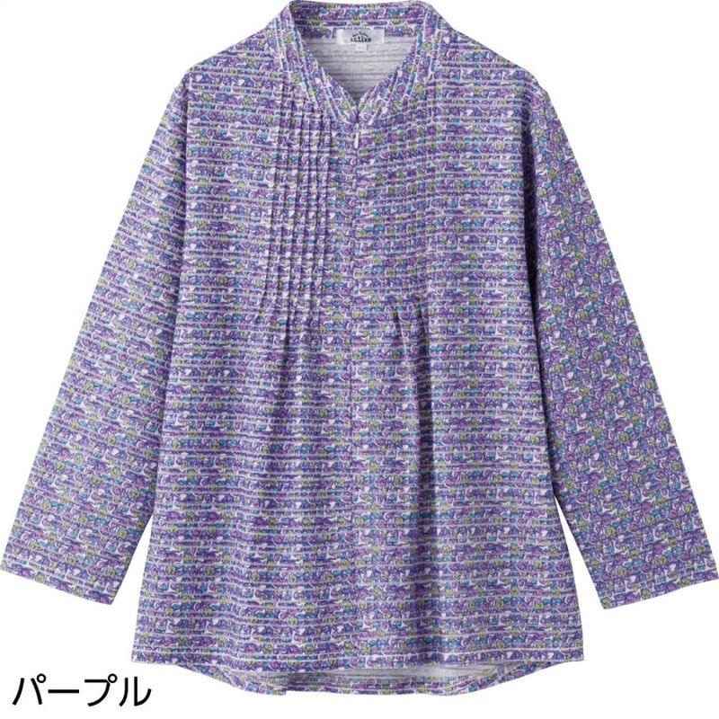 ロングファスナーピンタックブラウス