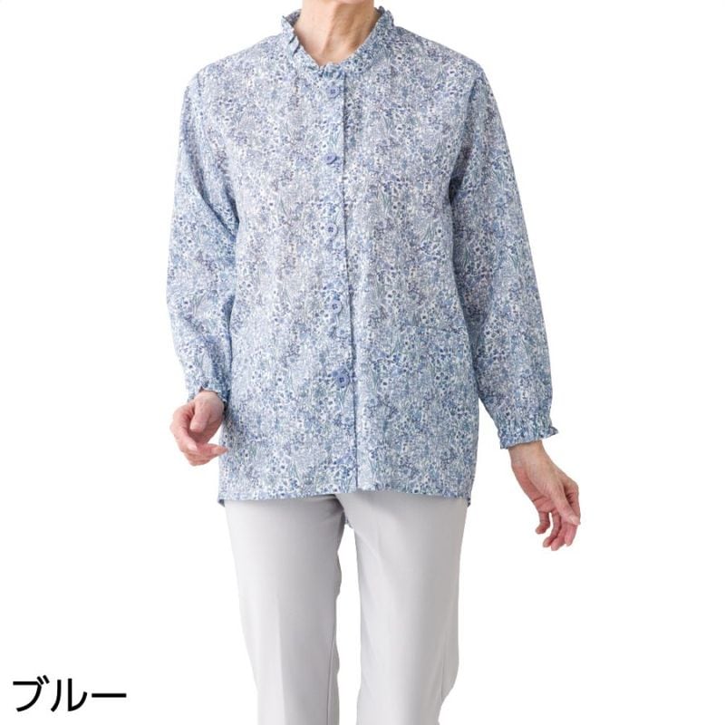 斜め釦ホールブラウス