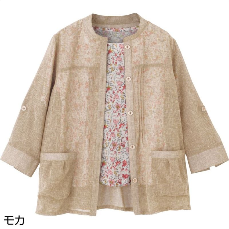 7分袖麻調アンサンブル